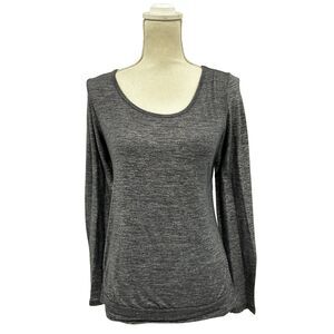 Beyond Yoga L Gray Open Back Long Sleeve Workout Top Activewear Y2K 90s Grunge